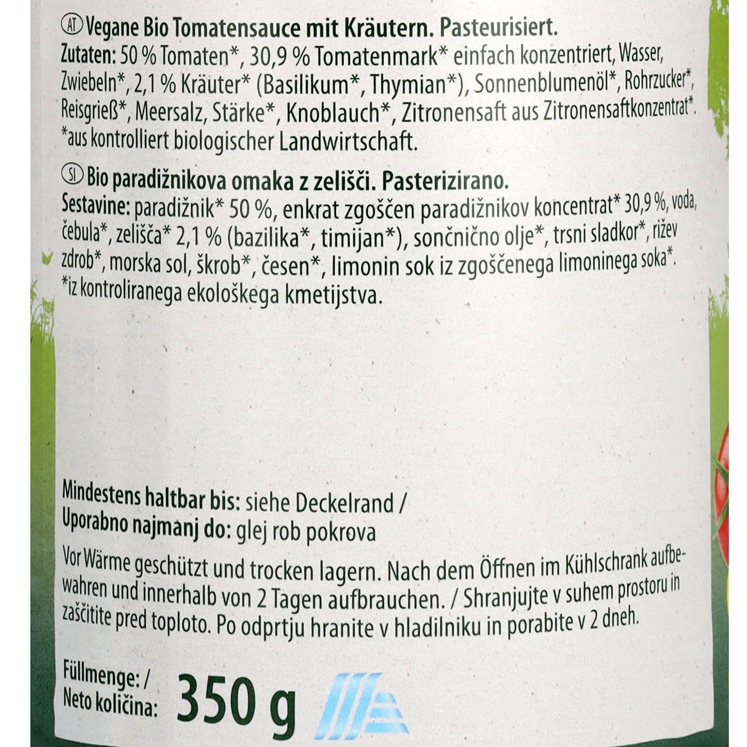 BIO NATURA Veganes BIO-Sugo, Kräuter 350 g