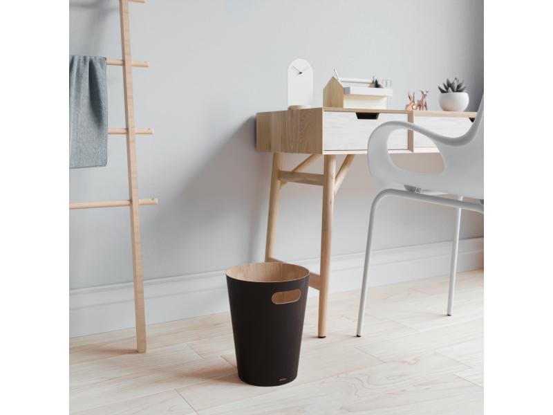 Umbra Papierkorb Woodrow 7.5 l, Schwarz Abfallkorb aus Sperrholz