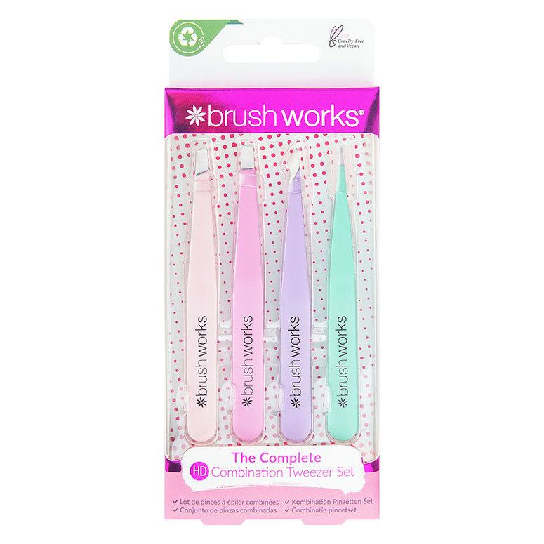 Brushworks HD Combination Tweezer Set Pastel