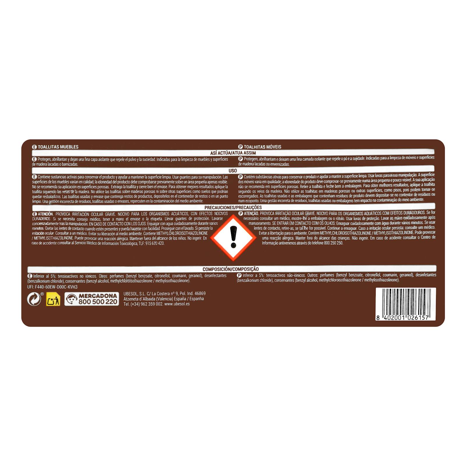 Lingettes nettoyantes pour meubles Green Forest
