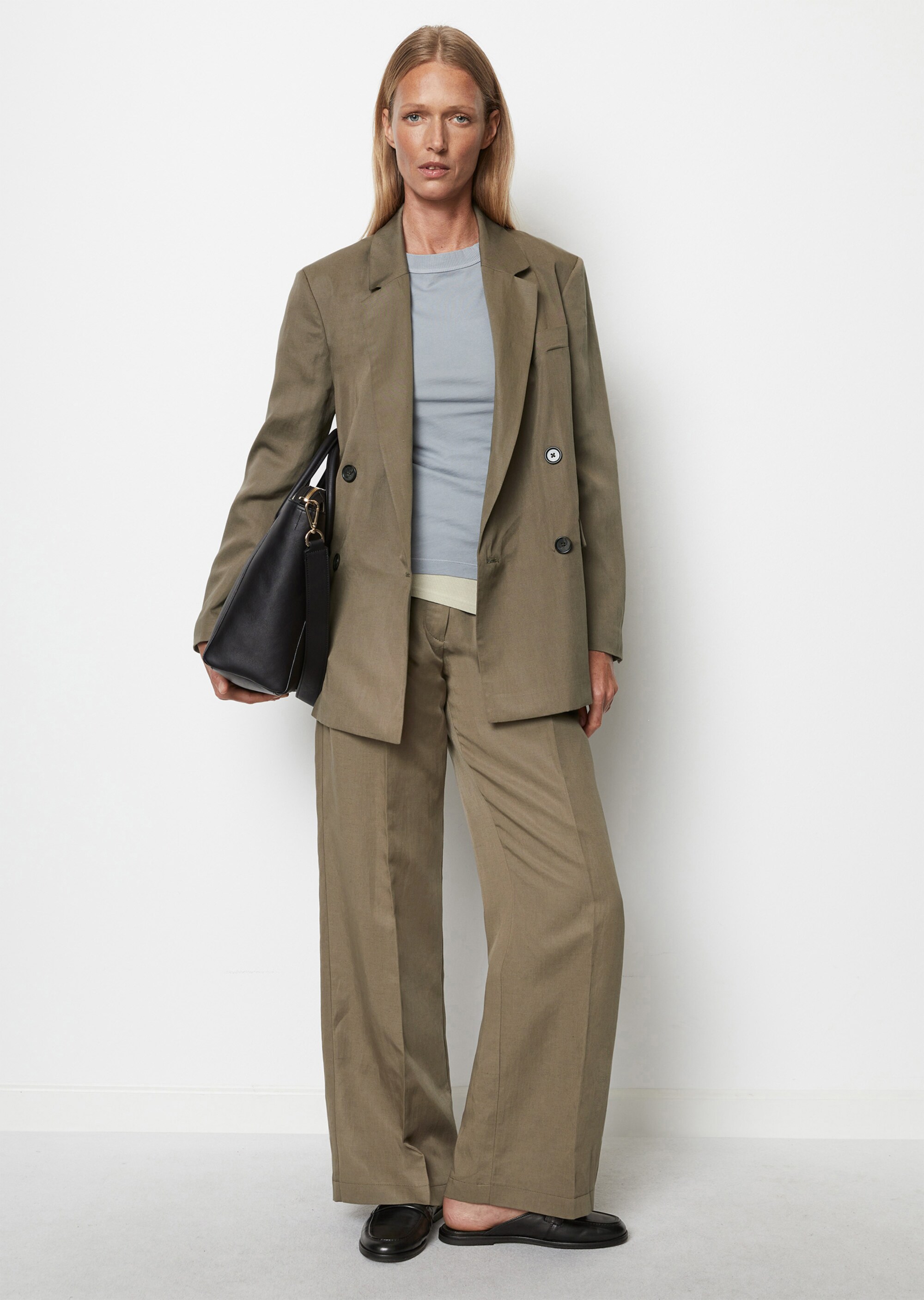 Doppelreiher-Blazer relaxedaus TENCEL™ Lyocell-Leinen-Mix