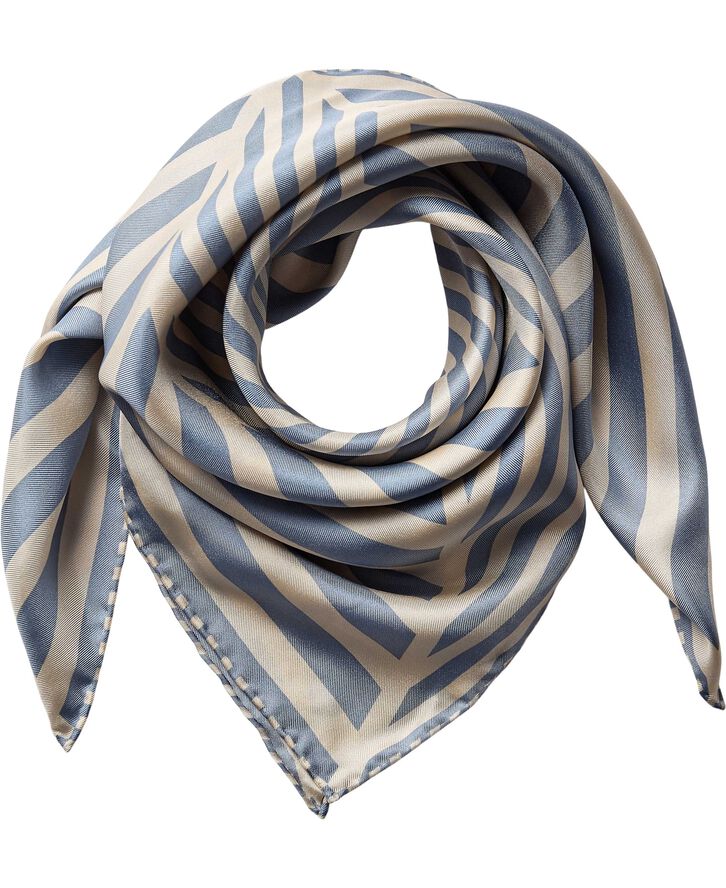 Magasin du Nord Collection Geometric Scarf 100% Silk - 61x61cm Light blue