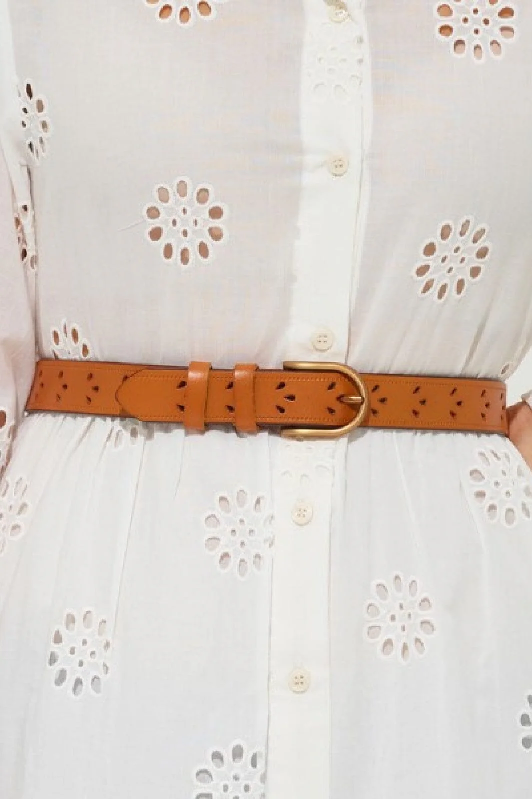 Anobel Copenhagen Womens Belt Flower Pattern CF-9003 camel