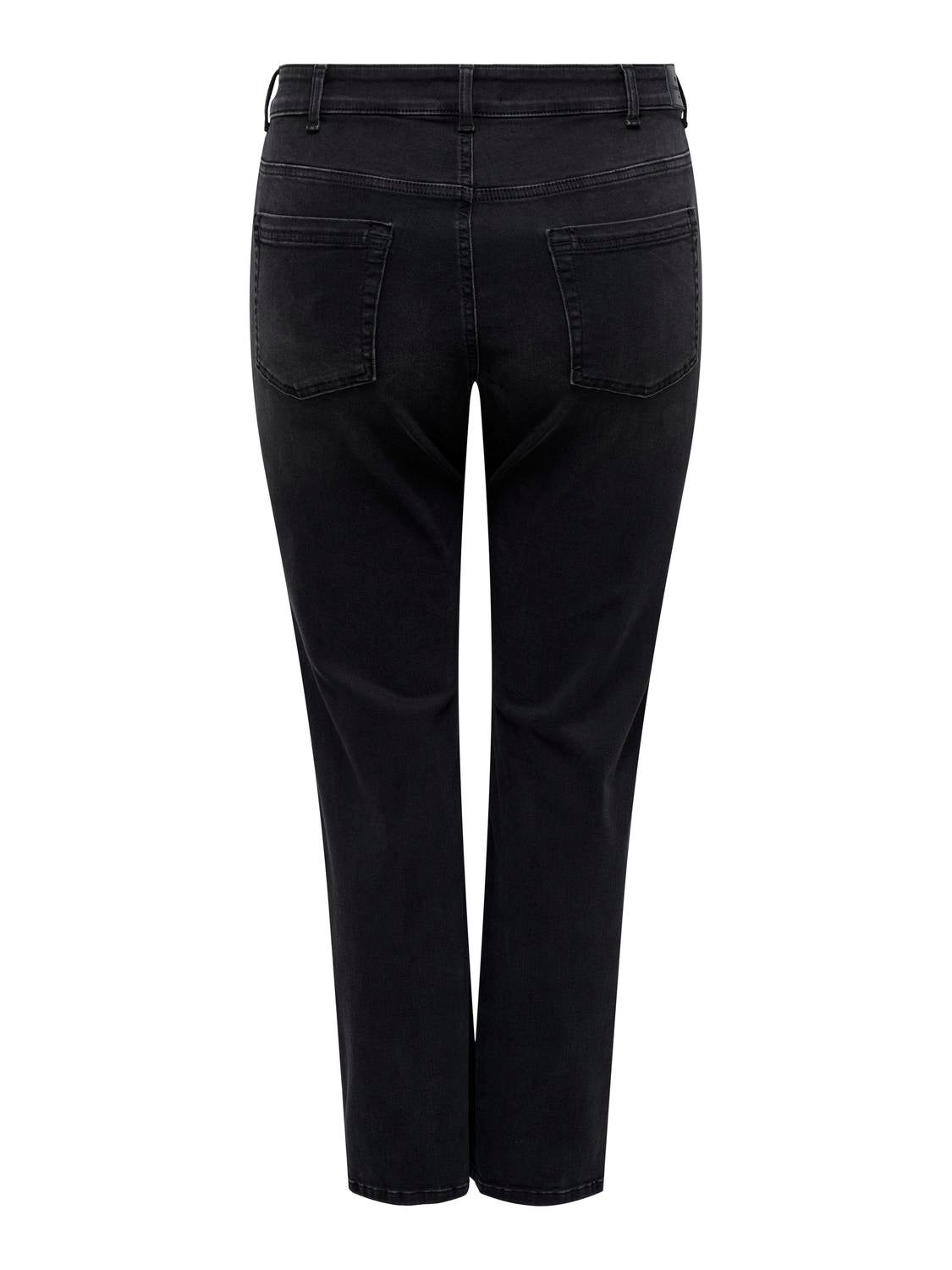 CARWILLY Hohe Taille Gerade geschnitten Jeans Washed Black