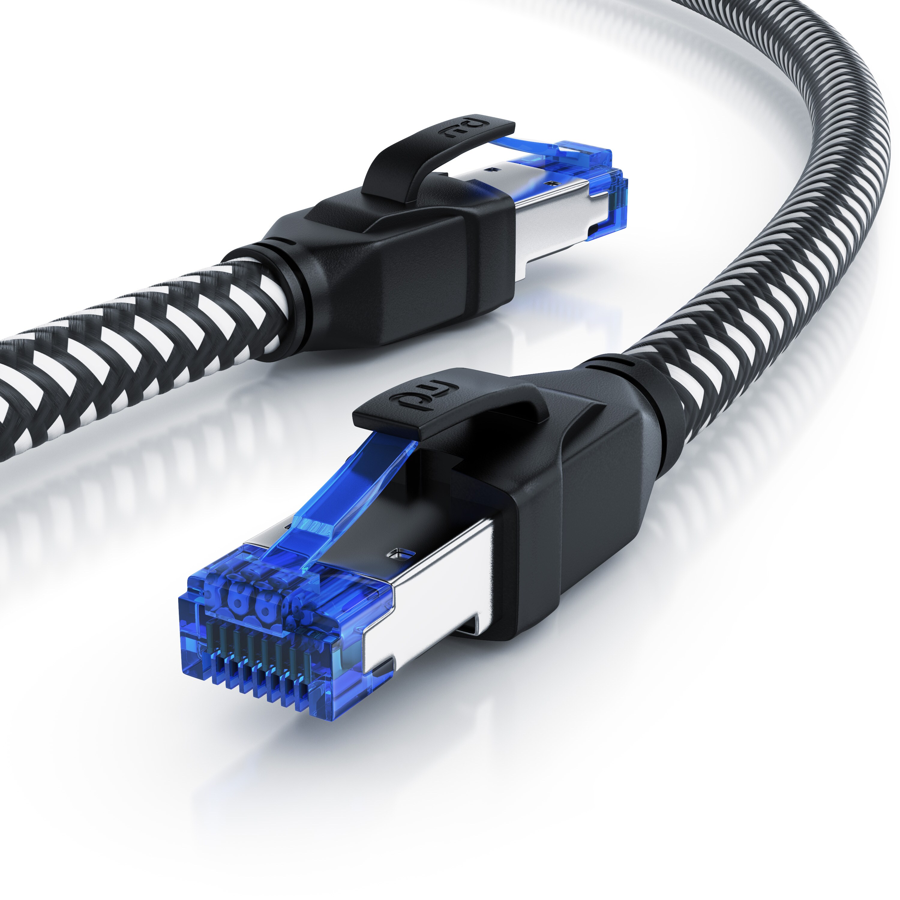Primewire Patchkabel CAT 8 mit Baumwollummantelung - Gigabit Ethernet LAN Kabel - 40 Gbit/s - S/FTP PIMF Schirmung - Netzwerkkabel - 0,25m