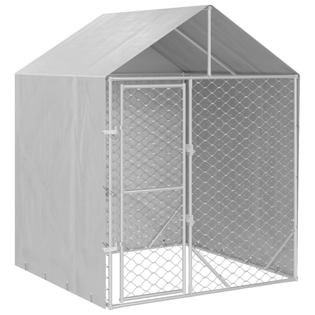 Canil externo para cães vidaXL com cobertura, aço galvanizado, prata, 2x10x2,5m