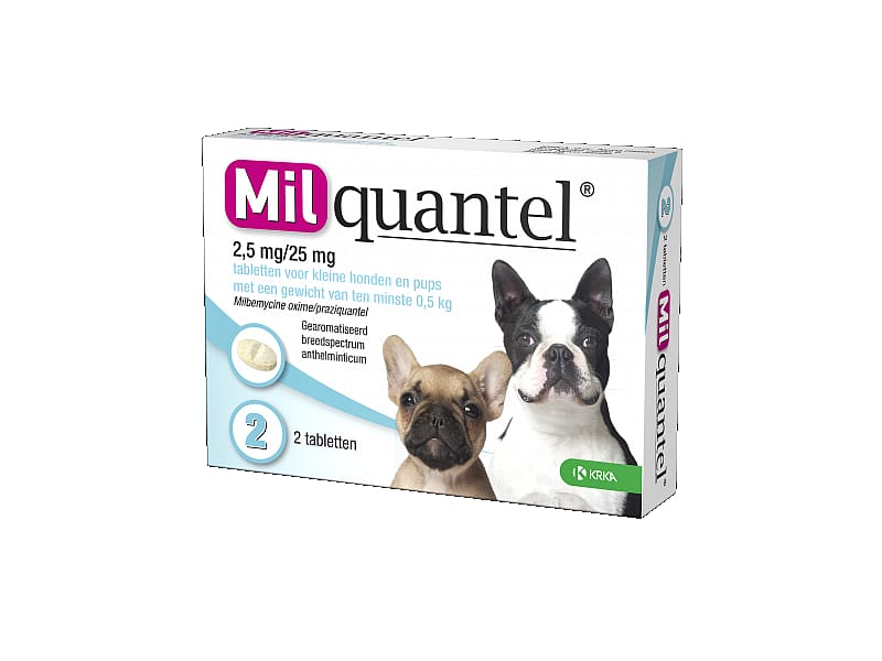 Milquantel Kleine Hond/Pup 2.5 mg 2 tabletten