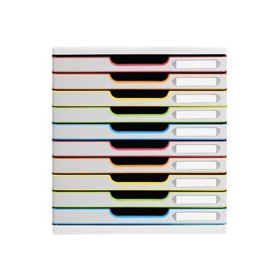 Exacompta Black Office Modulo - Module de classement 10 tiroirs - blanc/arlequin