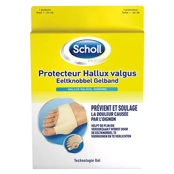 Protetor Scholl para joanetes (Hallux Valgus), tamanhos 36-38