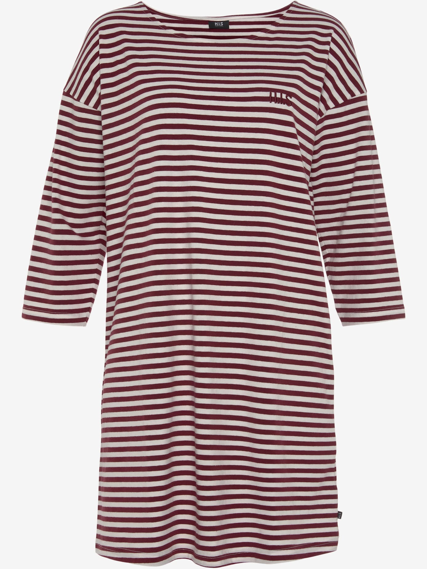Chemise de nuit courte à rayures en fils teintés