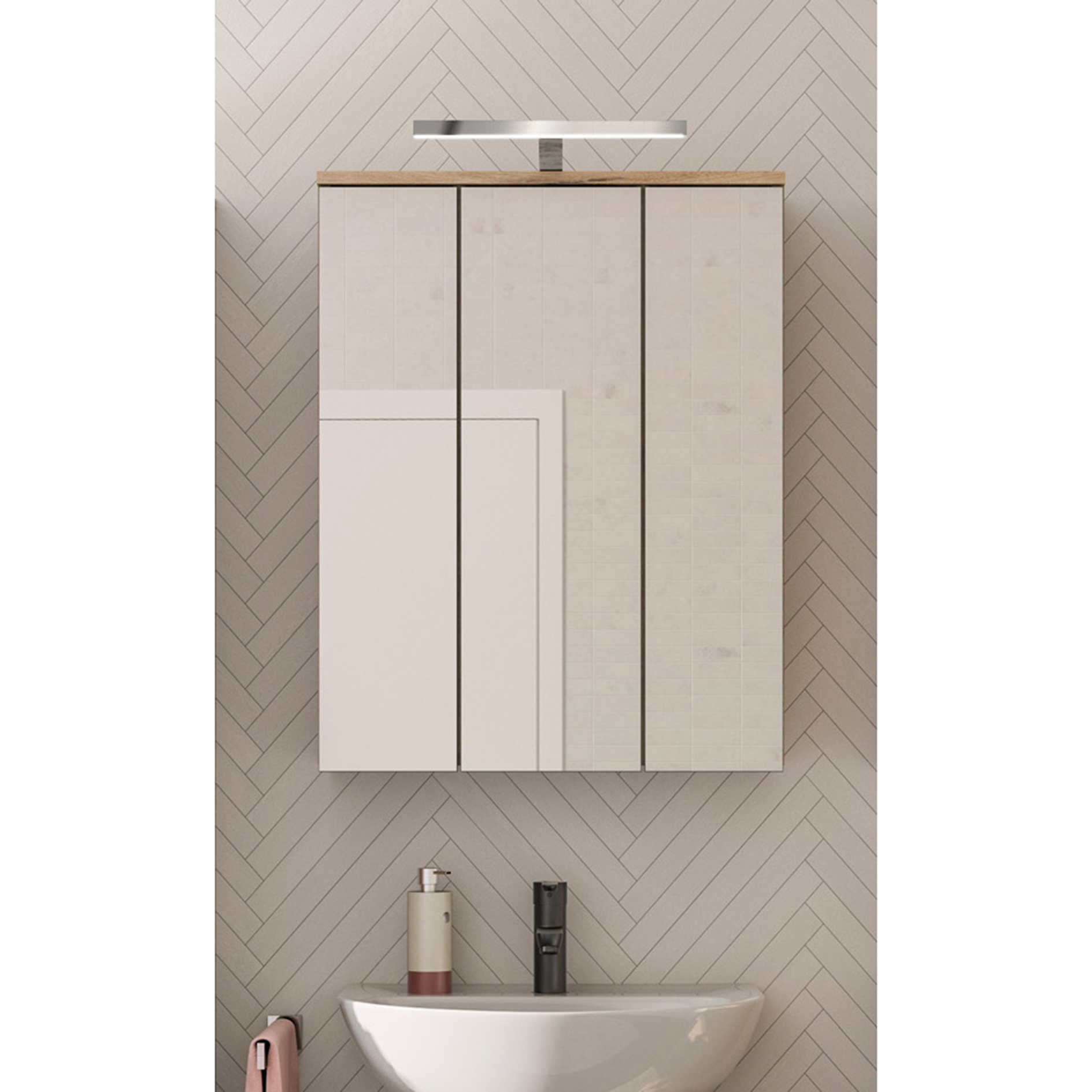 Spiegelschrank MASON - Nox Oak - mit Beleuchtung - 60 cm