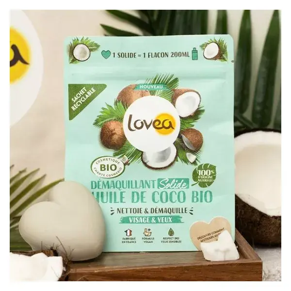 Lovea - Demaquilante Sólido - Óleo de Coco Orgânico - Olhos Sensíveis 50g