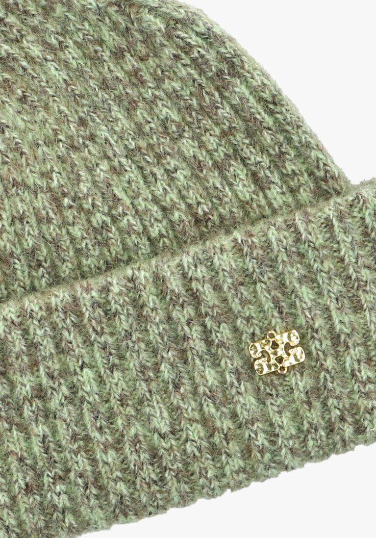 groene ganni muts melange brushed mohair beanie