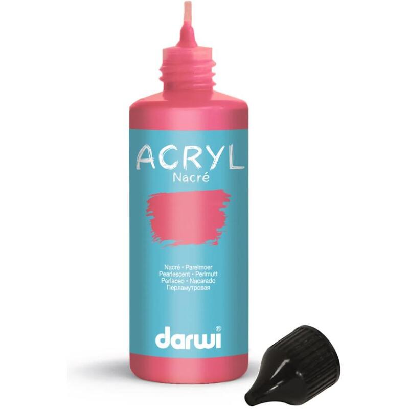 Darwi Flacon de 80 ml de Peinture Acrylique Universelle Nacrée - Rouge nacré