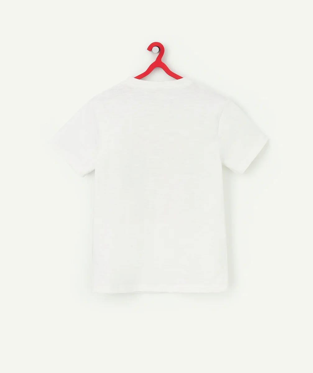T-SHIRT BLANC GARÇON EN COTON BIO AVEC FLOCAGE THÈME NATURE