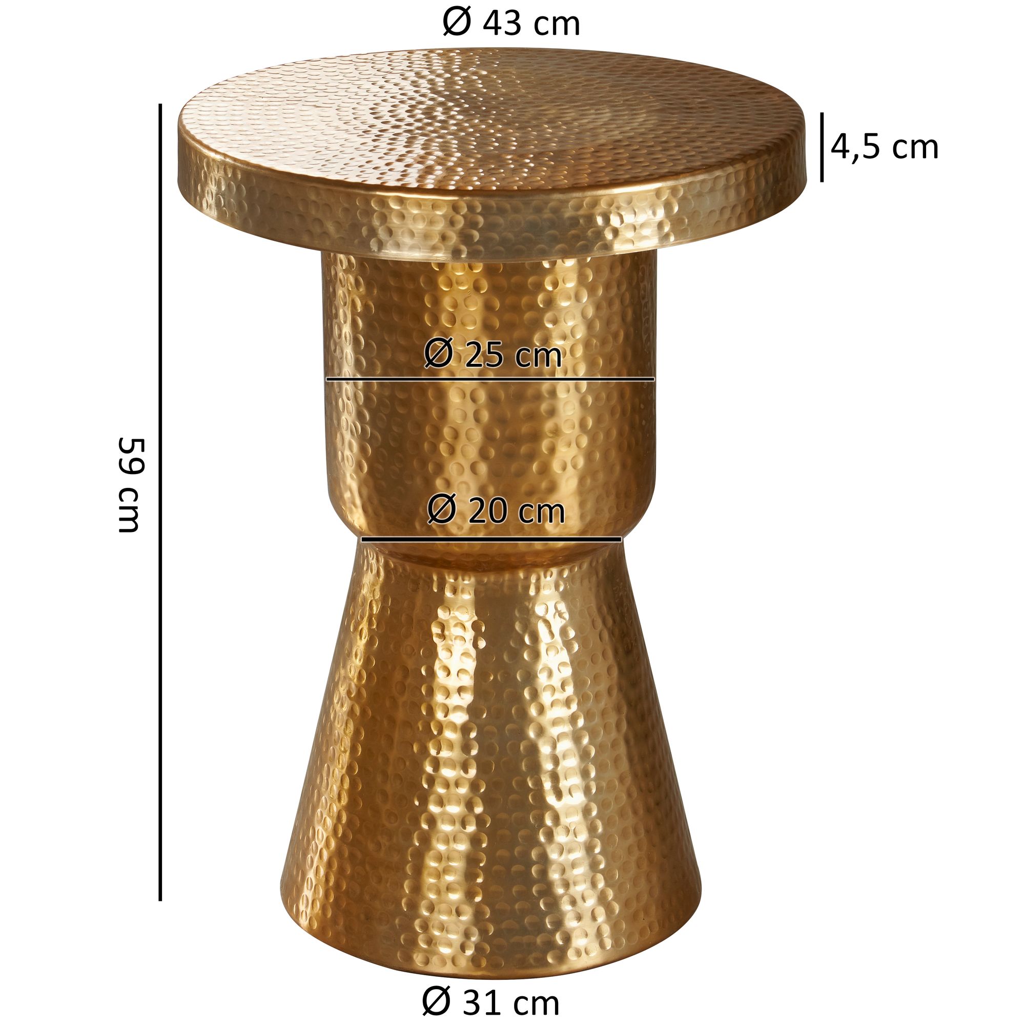 KADIMA DESIGN Orientalischer Dekotisch ENNS: Aluminium, Hammerschlag-Strukturen, 43x59x43 cm