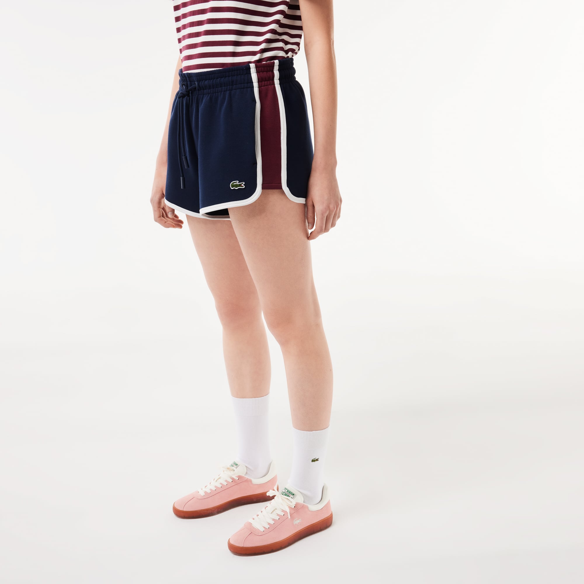 Short découpes contrastées en piqué double face Shorts - Bleu - Lacoste - Femme