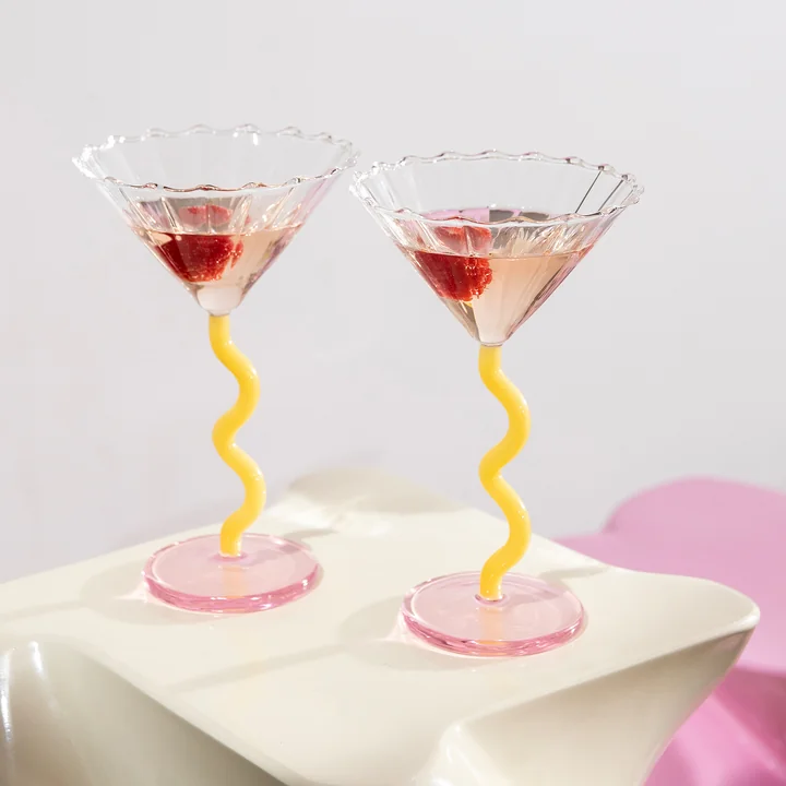 &klevering - Coupe Curve Cocktailglas, caramel (2er-Set)