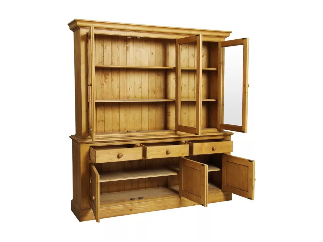 Buffet vaisselier 3 portes vitrées Bois Marron - Natural Interior's