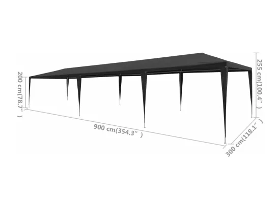 Tente de réception 3x9 m PE Anthracite