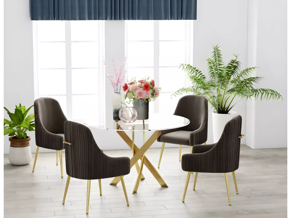 Table repas jessica gold transparent 120x90 cm