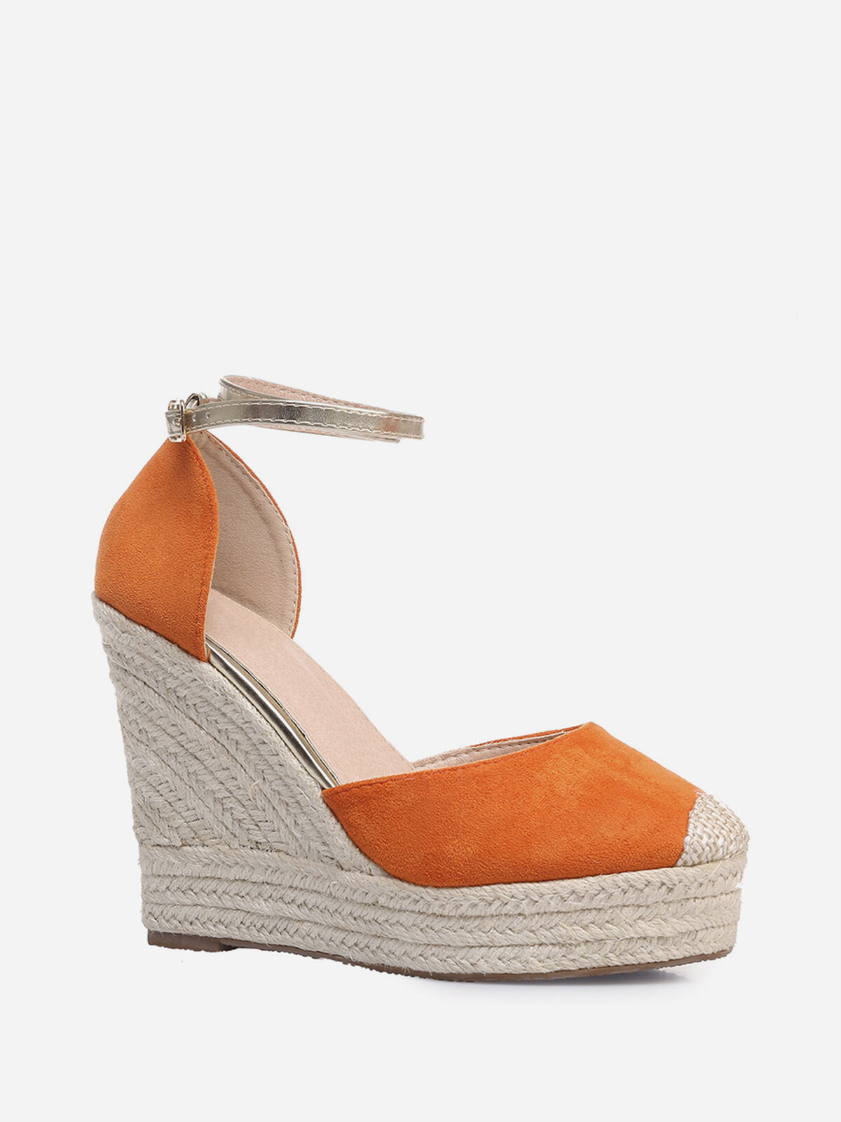 Espadrilles compensées avec bride- orange