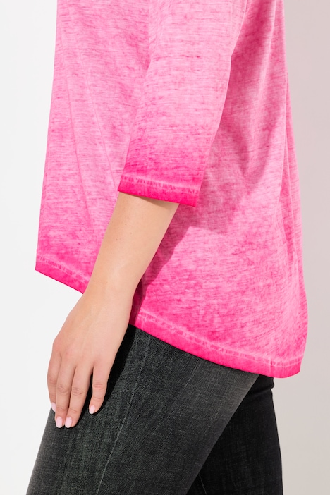 Shirt, Zierfalten, A-Linie, Rundhals, 3/4-Arm
