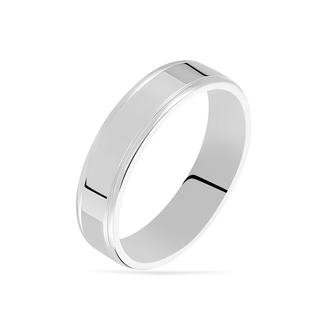Alliance Trephine Ruban Plat Argent Blanc