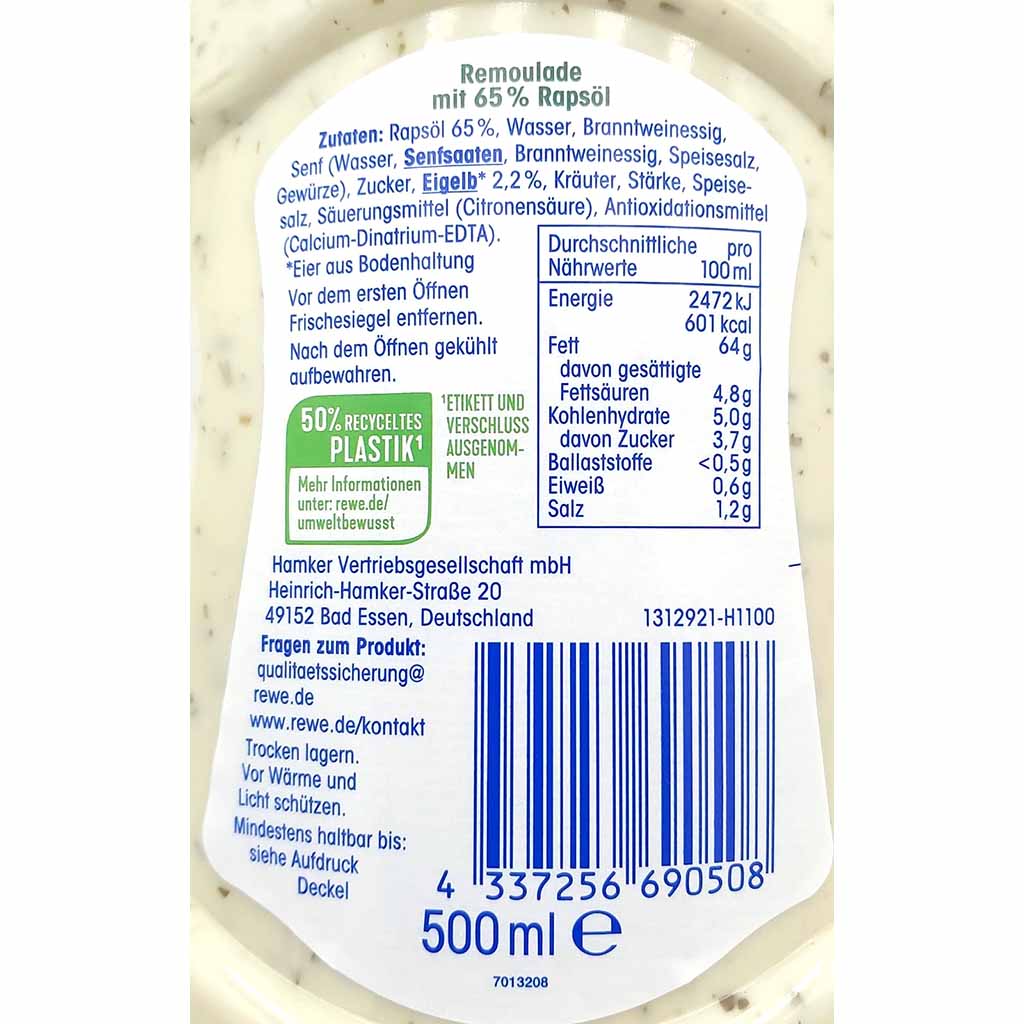 ja! würzige Remulade 500ml MHD:3.8.25