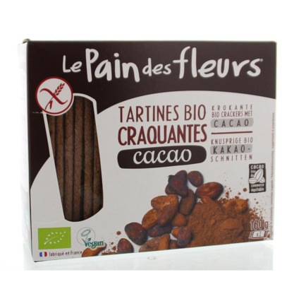 Le Pain Des Fleurs Krokante Bio Crackers Met Cacao Bio (160 gr)