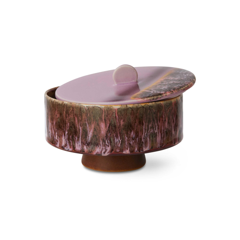 HKliving 70's Ceramic Bonbon voorraadpot op voet mauve