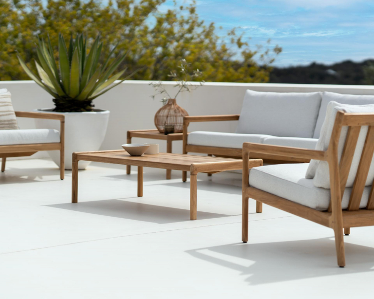 Ethnicraft Jack outdoor tuinbank 265 teak gebroken wit