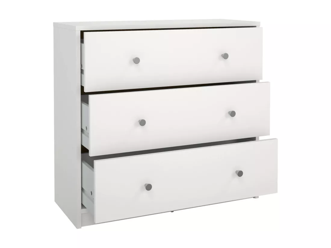 Commode Alert, Commode polyvalente, Commode de chambre, Meuble avec tiroirs, 72x30 h68 cm, Blanc