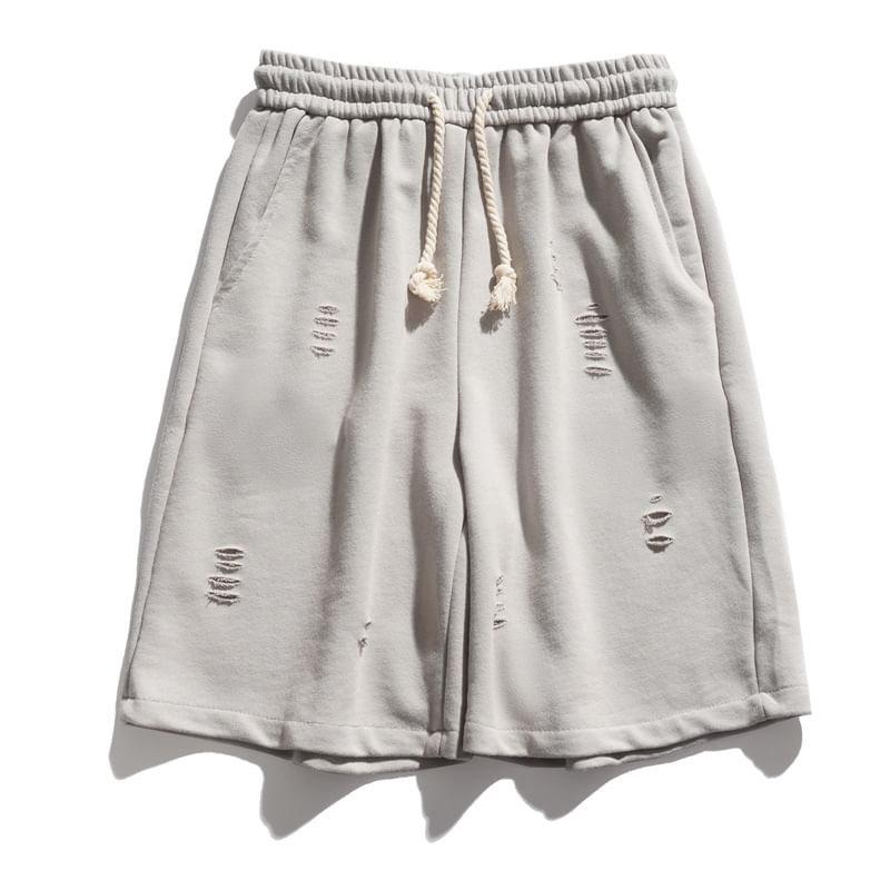 Phoneus - Trekkoord taille effen versleten wijde joggingbroek