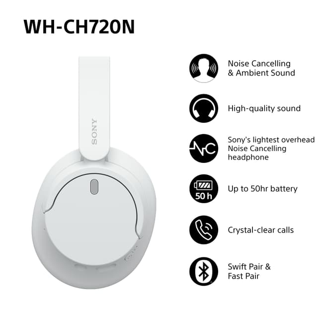 Sony WH-CH720N trådløse around-ear høretelefoner (hvid)