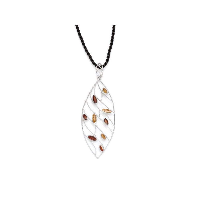 Collier argent ambre
