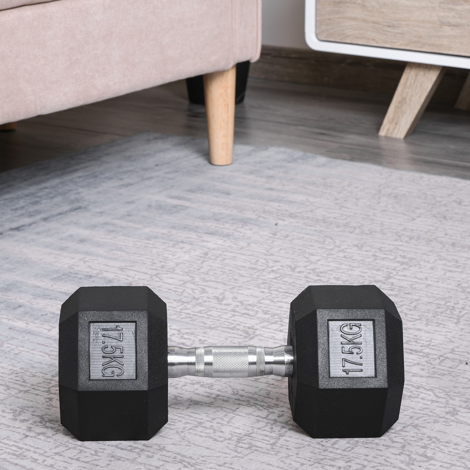 HOMCOM Kurzhantel mit Metallrahmen und 17,5 kg schwarz 16,2cm x 16,2cm x 34,6cm