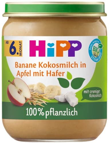 HiPP Bio Frucht & Getreide Banane Kokosmilch in Apfel mit Hafer