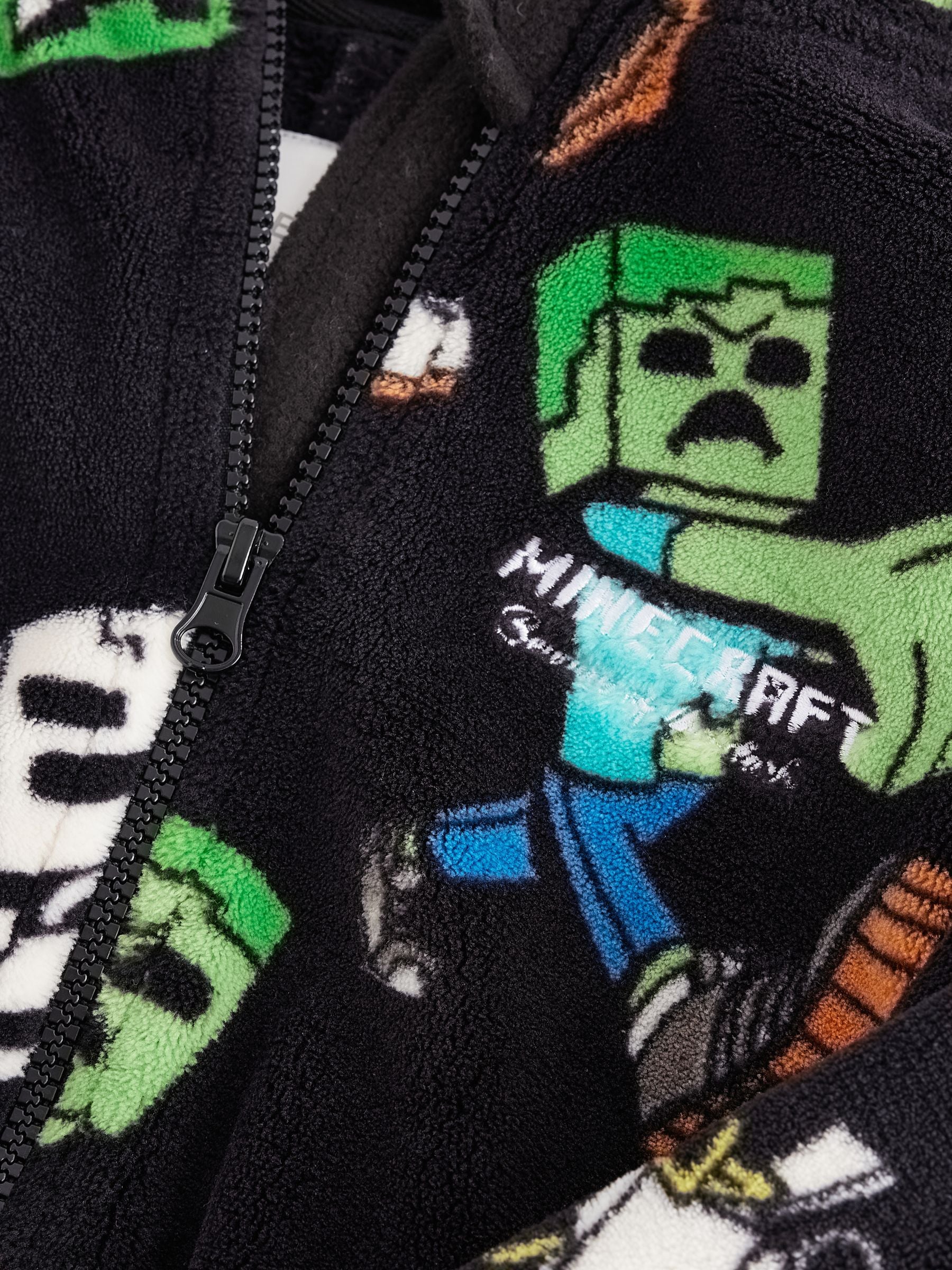 Zwart/groen Minecraft - Fleece onesie (5-14 jr)