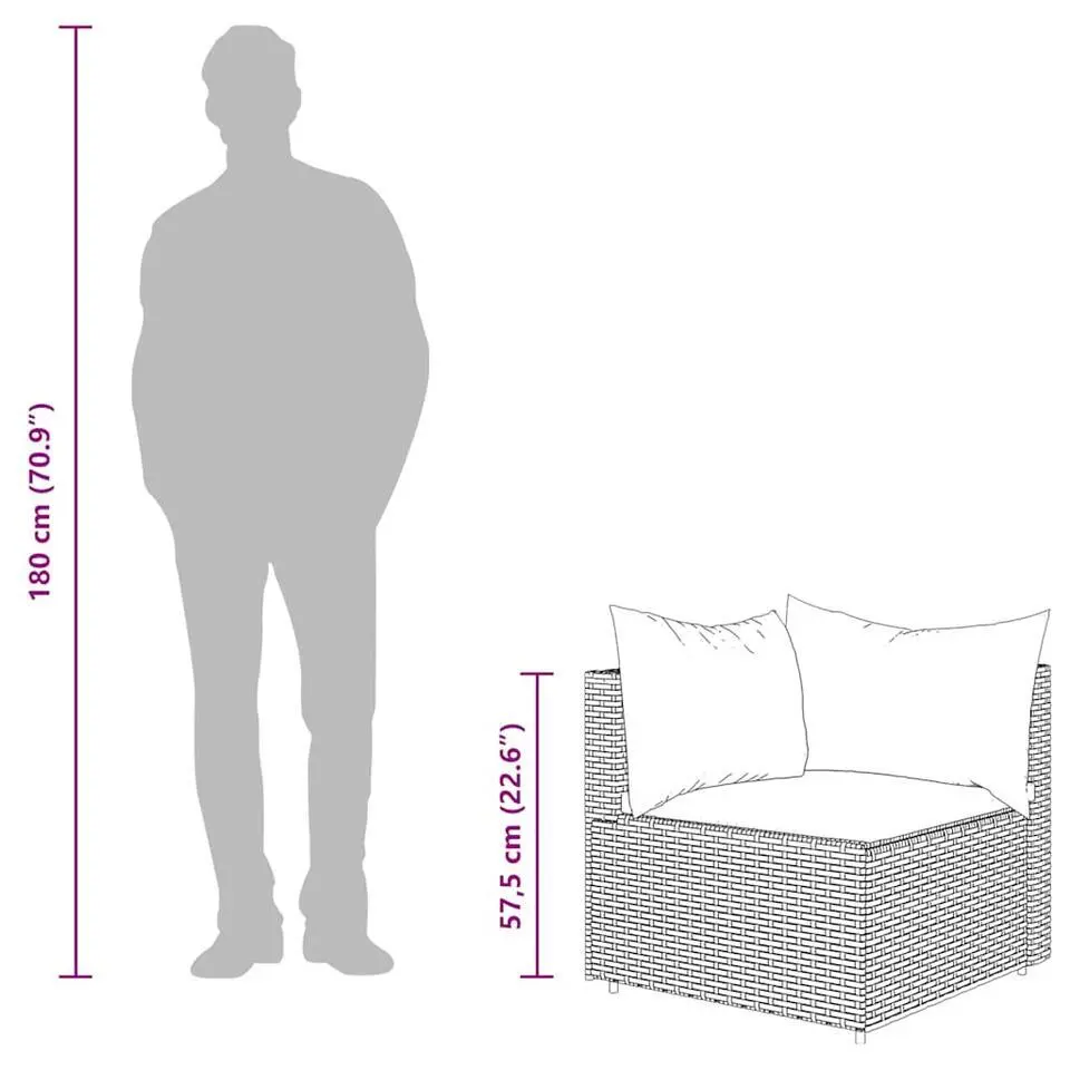 vidaXL - Loungeset - Grijs - Poly rattan