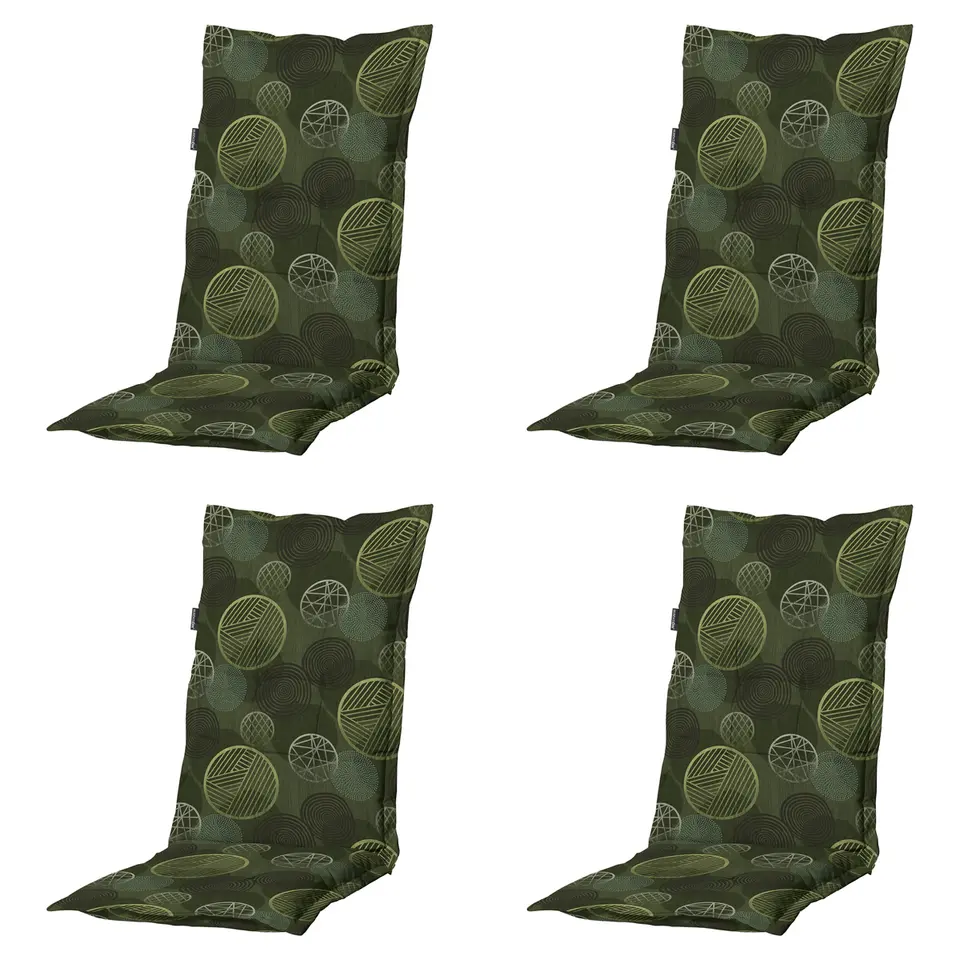 Madison - Tuinstoelkussen Hoge Rug Circle green - Ca. 123x50 cm - Set van 4