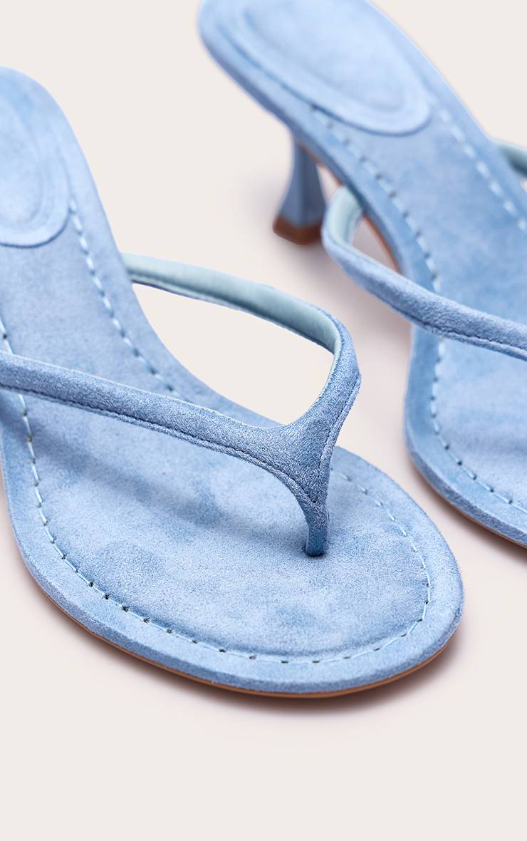 Bleu Mules À Talon Mi-haut En Synthétique Avec Bride Entre-orteils