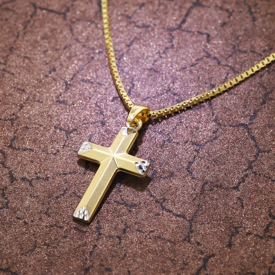 trendor Halskette mit Kreuz für Mädchen Gold 3338 Karat Bicolor bicolor