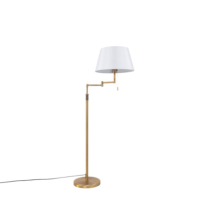 Vloerlamp brons met witte kap en verstelbare arm - Ladas Deluxe