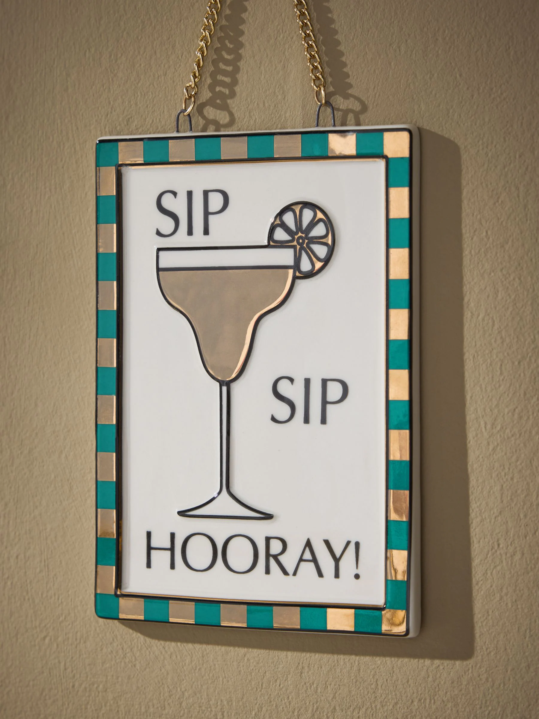Ceramic Sip Sip Hooray Hanging Decoration