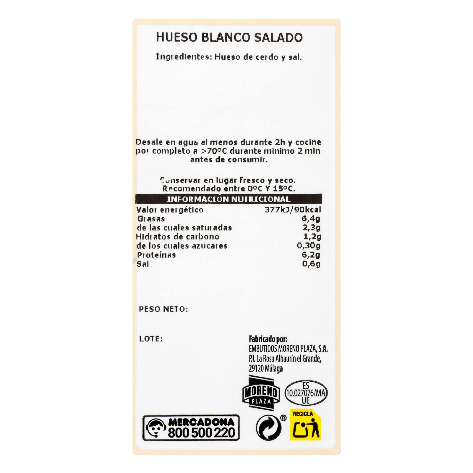 Os de porc blanc salé