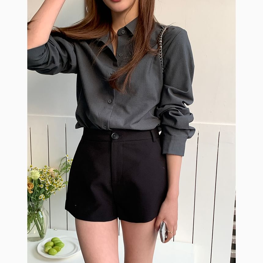 PINPI - Hoge taille effen korte jurk