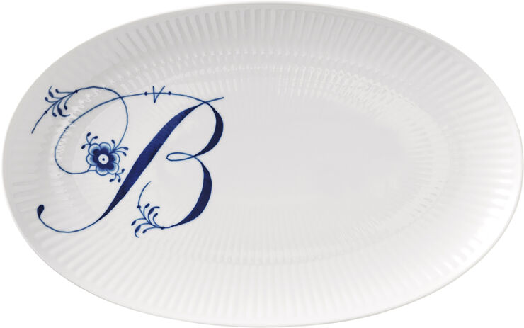 Royal Copenhagen Alfabet Asiet, B, 23,5 cm Hvid