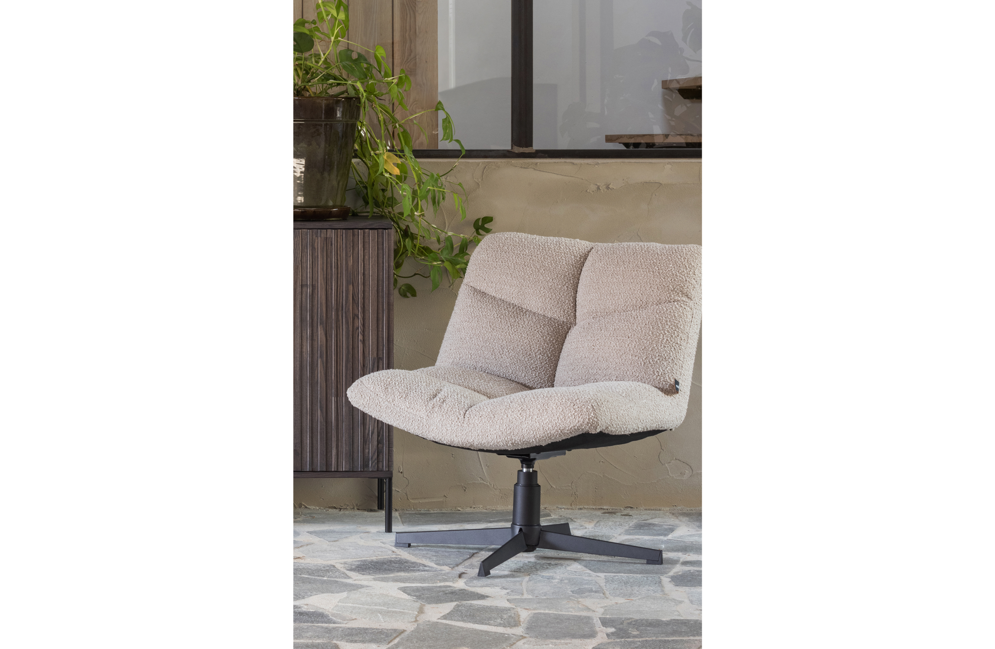 Draaifauteuil Vinny bouclé - Antraciet