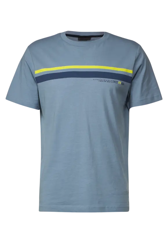 T-Shirt mit Streifenprint - steel blue